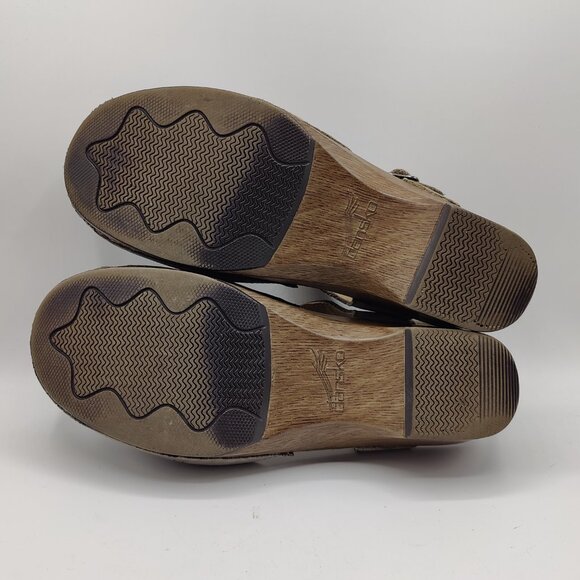 Dansko womens 40 9.5-10 Gray Sam Leather Floral Embossed Leather Clog Sandals - Picture 7 of 13